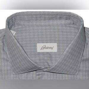 43 17 BRIONI SHIRT $520 NEW DRESS DARTED BACK SLIM FIT MADISON LEAD TAPERED